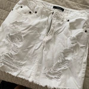 Denim white mini skirt